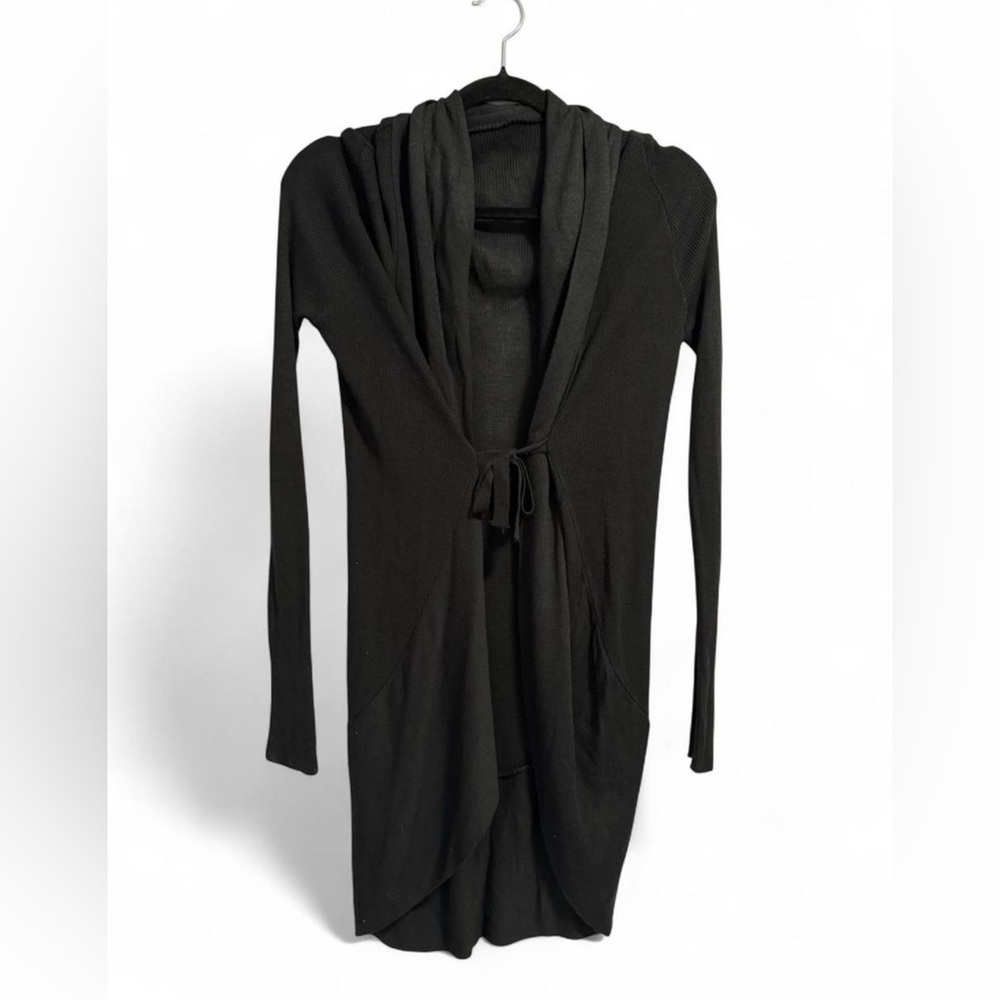Made in Italy Black Front Tie Cardigan | Small | Acrylic Viscose Knit